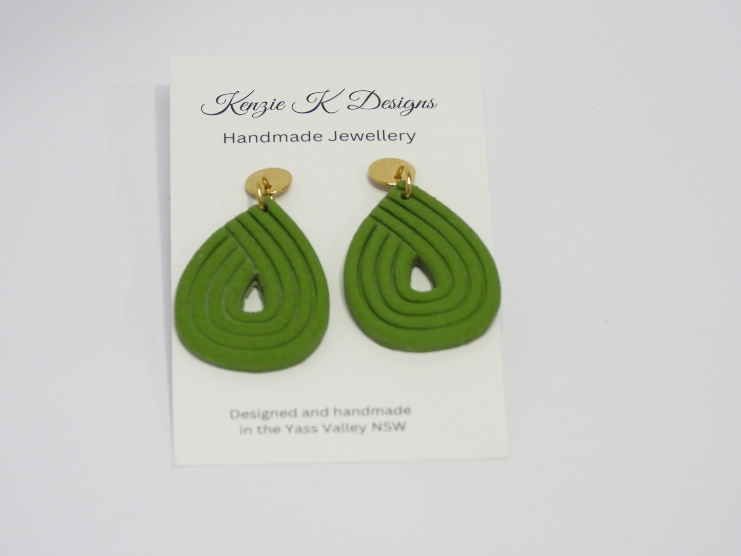 Medium Dangles - Textured Tears Olive Green