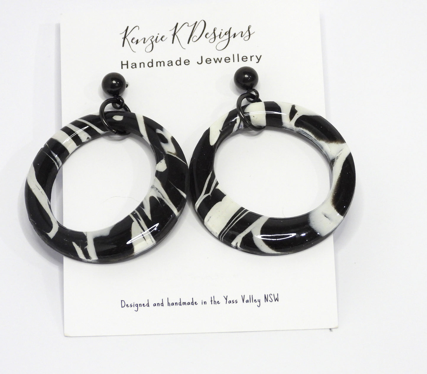 Large Dangle - Black Marble