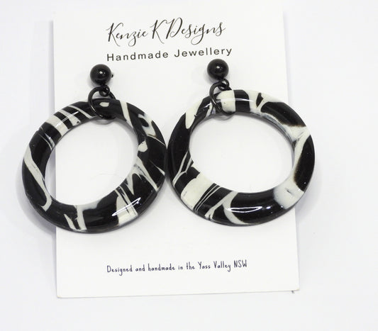 Large Dangle - Black Marble