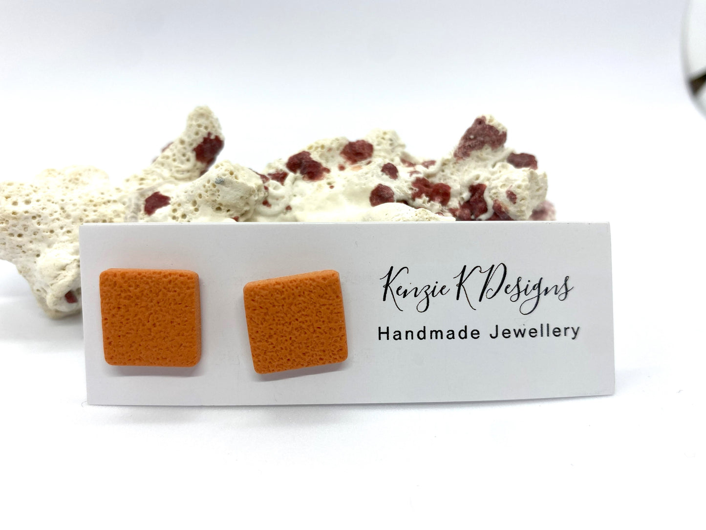 Small Studs - Square Textured Orange