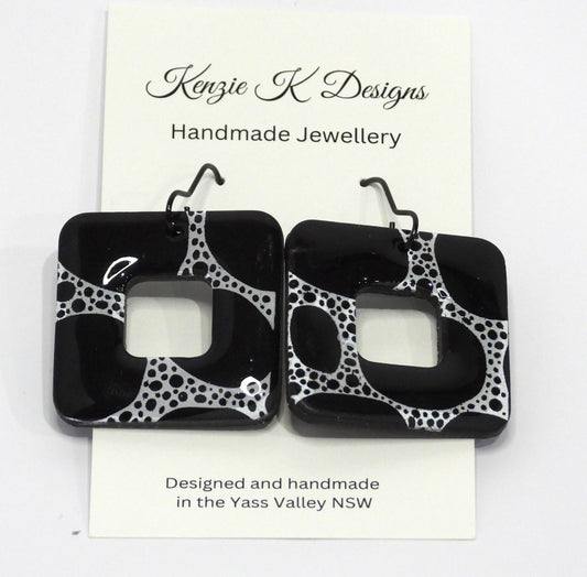 Large Dangle- Black Square