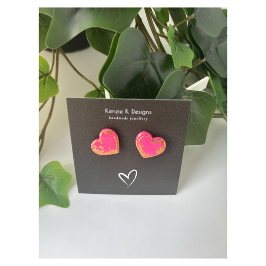 Heart Stud Hot Pink